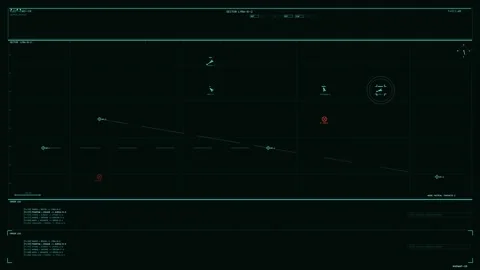 Tactical Sci-Fi HUD Interface with Fleet Command Data and Missile Launch Wa.. Stock Footage 334104457