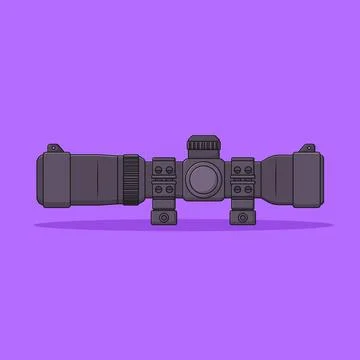 Tactical Scope Vector Icon Illustration. Rifle Attachment Tool. Binocular. .. Stock Illustration