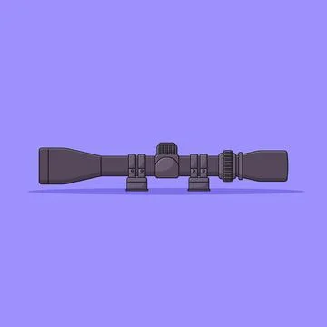 Tactical Scope Vector Icon Illustration. Rifle Attachment Tool. Binocular. .. Illustrazione stock
