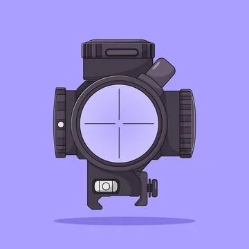Tactical Scope Vector Icon Illustration. Rifle Attachment Tool. Binocular. .. Stock Illustration