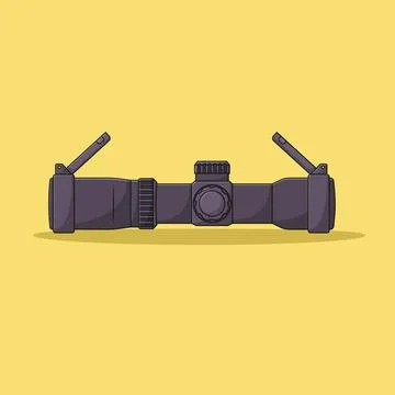 Tactical Scope Vector Icon Illustration. Rifle Attachment Tool. Binocular. .. Stock Illustration