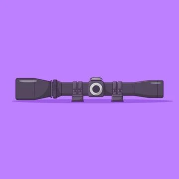 Tactical Scope Vector Icon Illustration. Rifle Attachment Tool. Binocular. .. Stock Illustration