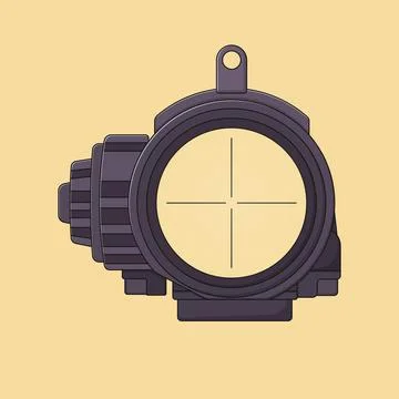 Tactical Scope Vector Icon Illustration. Rifle Attachment Tool. Binocular. .. Stock Illustration