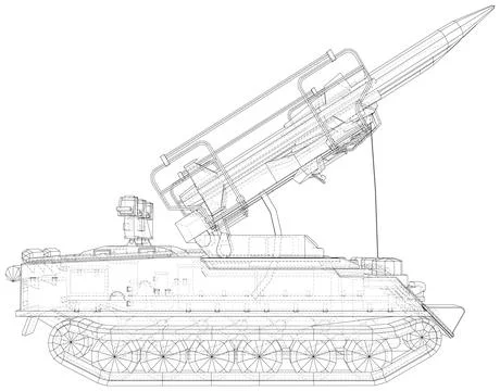 Tactical short range ballistic missile on truck. Special military equipment Stock Illustration