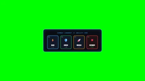 Tactical Skill Cooldown Ability Clock UI on Green Screen Stock Footage 345216033