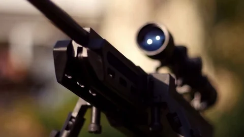 Tactical sniper rifle with bipod Stock Footage 73835809