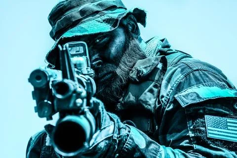 Tactical soldier aiming Stock Photos