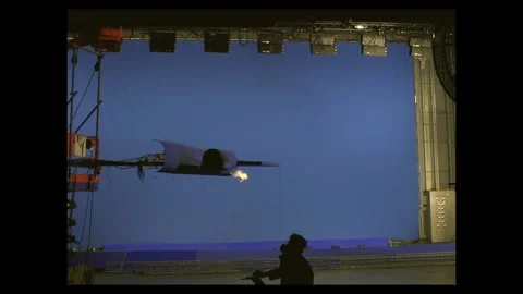 Tactical Subdued Fire Jet Burst Atmospheric Layer On Blue Screen Stock Footage 335914159