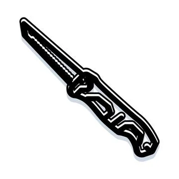 Tactical utility knife tool with serrated blade Stock Illustration