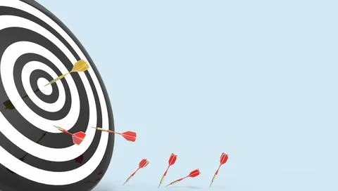 Tactics of targeting winner. Target board success with red arrows on Blue Stock Illustration