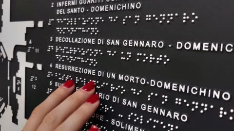 Tactile Braille Map at Cappella del Tesoro di San Gennaro, Naples, Italy Stock Footage 315529066