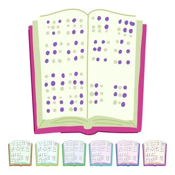 Tactile braille textbook vector cartoon graphic Stock Illustration