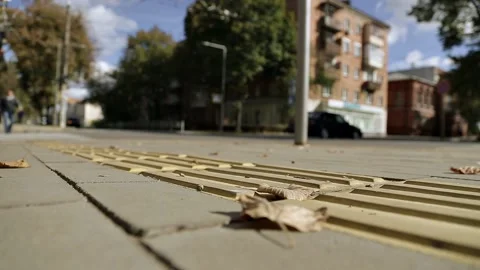 Tactile tiles necessary informative element for the blind Stock Footage 219631296