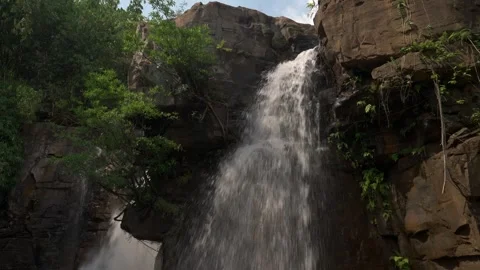 Tad Jarou Mandreun Waterfall with Split Curtain Stock Footage 335898175