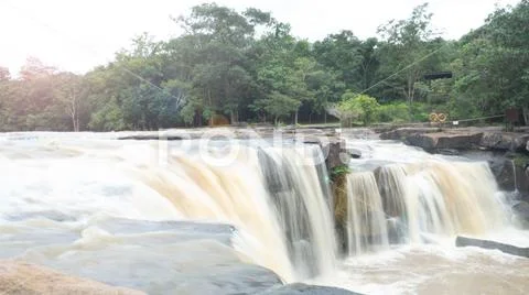 Tad Ton Waterfall Sing of Tad Ton National park in Chaiyaphum,Thailand, Concept Stock Photos