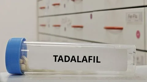 TADALAFIL tablets for treat erectile dysfunction and benign prostatic 스톡 사진