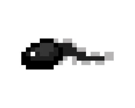 Tadpole pixel art. 8 bit Frog larva. pixelated Vector illustration Stock Illustration