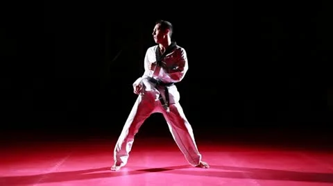 Taekwondo low sidekick Stock Footage 10907879