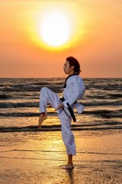Taekwondo practicing Stock Photos