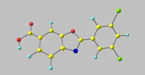 Tafamidis molecular structure isolated on grey Stock Illustration