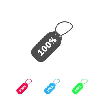 Tag 100 icon flat Stock Illustration