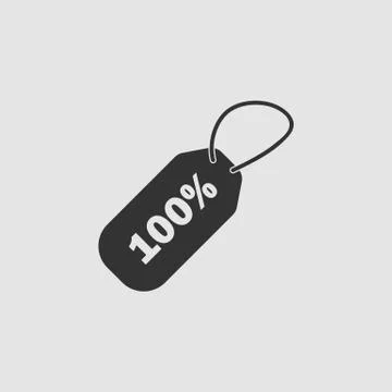 Tag 100% icon flat Illustrazione stock