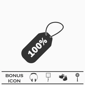 Tag 100% icon flat Illustrazione stock