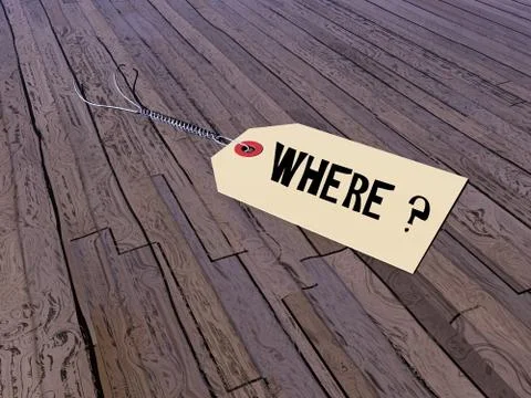 Tag asking where - 3D render Stock Illustration