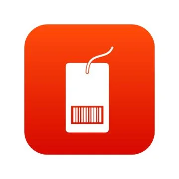 Tag with bar code icon digital red イラスト素材