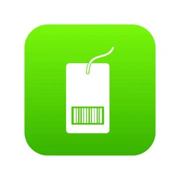 Tag with bar code icon digital green Illustrazione stock