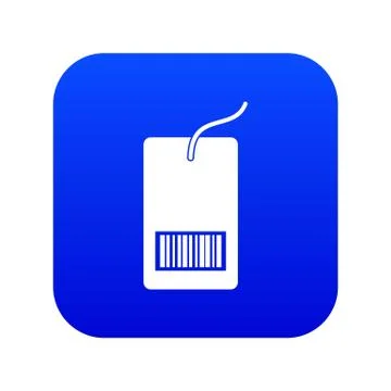 Tag with bar code icon digital blue Stock Illustration