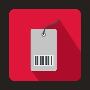 Tag with bar code icon, flat style 스톡 일러스트