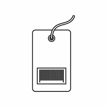 Tag with bar code icon, outline style Stock-Illustration