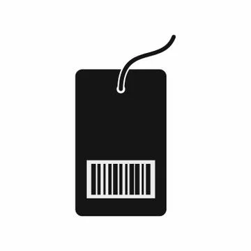 Tag with bar code icon, simple style Illustrazione stock