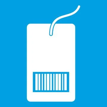 Tag with bar code icon white Stock Illustration