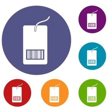Tag with bar code icons set 库存插图