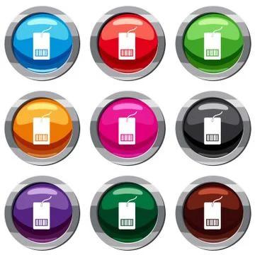 Tag with bar code set 9 collection Stock Illustration