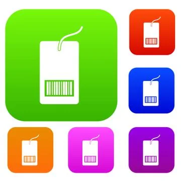 Tag with bar code set collection Illustrazione stock