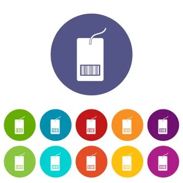 Tag with bar code set icons Stock Illustration