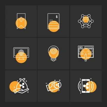 Tag ,bill , invoice , global  ,internet , screen , computer , bulb, setting , Stock Illustration