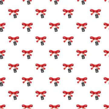 Tag with bow with discount pattern Stock Illustration