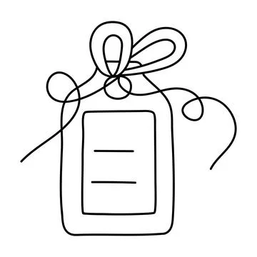 Tag with a bow in doodle style. Vector illustration for coloring book. Stock Illustration