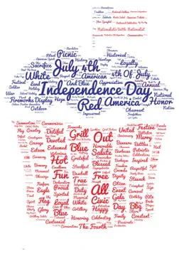 Tag cloud of 4th of july in the shape of cupcake 스톡 일러스트