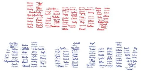 Tag cloud of 4th of july in the shape of "4th of July" 스톡 일러스트