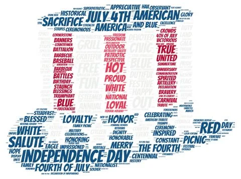 Tag cloud of 4th of july in the shape of hat 스톡 일러스트