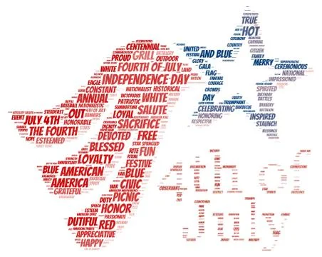 Tag cloud of 4th of july in the shape of "4th of July" Stock Illustration