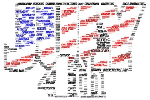 Tag cloud of 4th of july in the shape of "4th of July" Stock Illustration