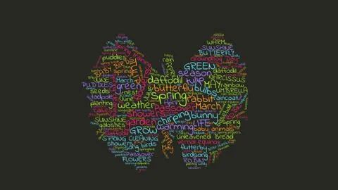 Tag Cloud Graphic in Butterfly Shape Stock Illustration