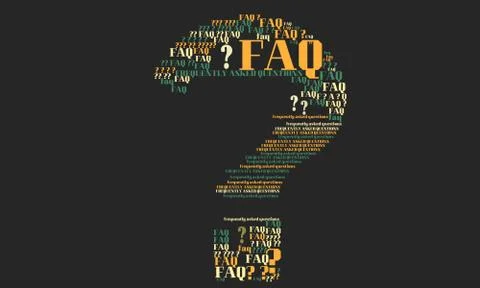 Tag cloud in the shape of a question mark, FAQ, frequently asked questions Stock Illustration