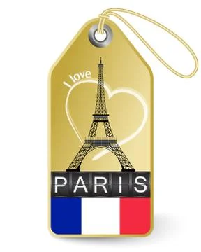 Tag with Eiffel Tower Stock Illustration